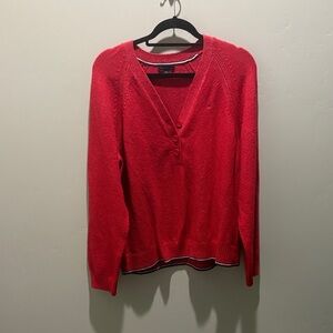 Tommy Hilfiger Red V-Neck Women's Sweater